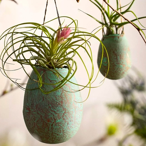 Anthropology, Egg Verdigris Hanging Planters. Set of 2. - Picture 1 of 4